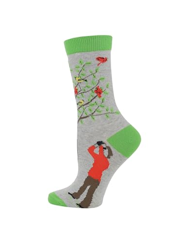 Image of WHD Bird Lover Crew Socks for Women & Men | Cute Fun Birdwatcher Gift | Novelty Song Bird Fan