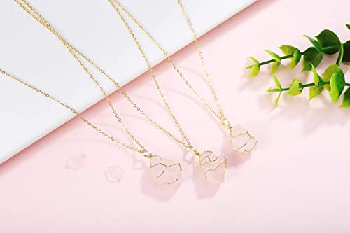 Xiannvxi Healing Crystal Necklaces Gold Wire Wrapped Irregular Raw Stone Rose Quartz Pendant Necklace Reiki Natural Gemstone Quartz Jewelry For Women Mom Girls #TOP5
