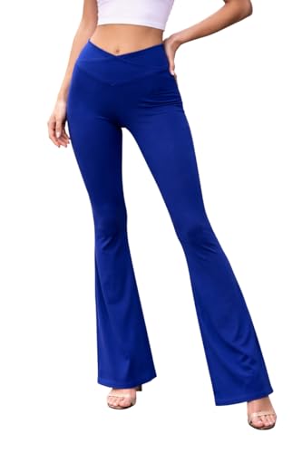 Image of Imperative Women's Crossover High Waist Flared Yoga Pants with Phone Pocket, Comfort-Fit, Track Pants, Gym Tights