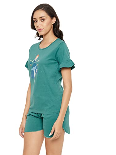 Image of Clovia Women's Cotton Print Me Pretty Top & Basic Shorts Set