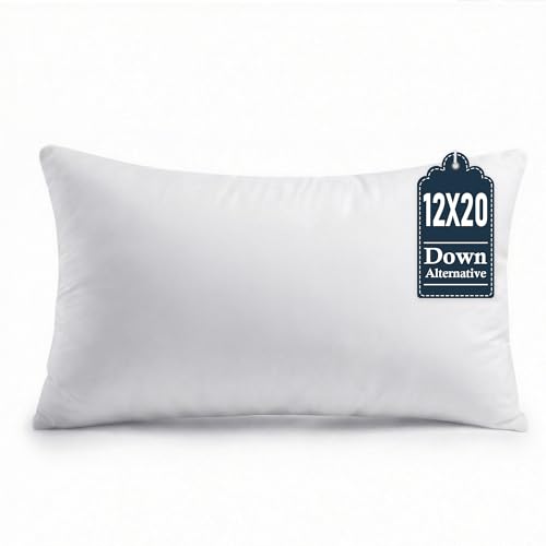 puredown 12x20 Throw Pillow Insert Set of 1 Supportive & Fluffy Down Alternative Pillow Forms for Couch Sofa & Bed Indoor Decorative Cushion Stuffer