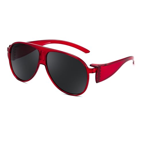 FEISEDY Fit Over Glasses Polarized Oversized Sunglasses for Women Men, Trendy Retro Aviator UV Protection Sunglasses B0246