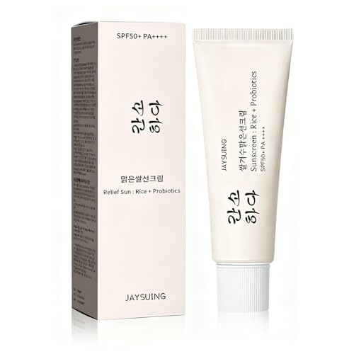 Relief Sun Organic Sunscreen SPF50 Relief Sun Rice Probiotics SPF50+ Korean Sunscreen PA++++ for All Skin Types & UV Defense Nourishing Skin Protection Moisturizing Skin Care 1.7 fl oz/50 ml