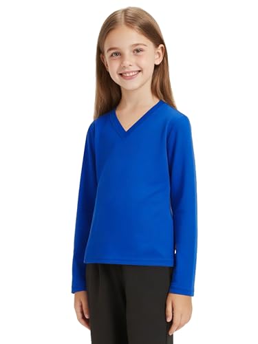 QBK 4T to Youth Neon Shirt Kids Rash Guard UPF 50+ V-Neck Dry Fit Athletic Performance Long Sleeve Shirts for Boys and Girls2