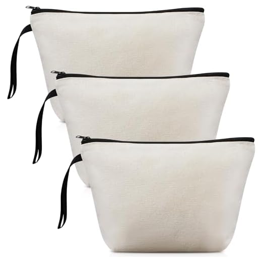 Xuniea 3 Pezzi Borse Portaoggetti in Tela Borsa Cosmetica Vuota in Tessuto Fai da te Astuccio da Colorare Regalo per Festa della Mamma Valentine Natale (Bianco)