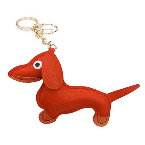 LUOFENG Mini süßer Dackel-Hund-Schlüsselanhänger-Anhänger, schöner PU-Leder-Tiere-Schlüsselanhänger für Handtasche, Tasche, Rucksack, Handtasche