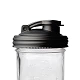 reCAP Mason Jar Pour Lid with Foldout Carry Loop | Wide Mouth | Black | Leak-Proof Seal | Single-Pack | USA Made | Jar Not Included
