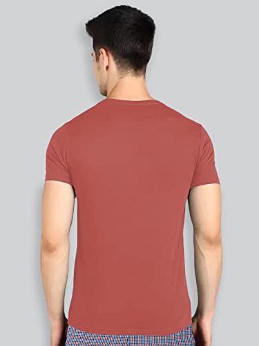 Image of Lux Nitro Men's Solid Modern Fit Round Neck T-Shirt Spiced Coral