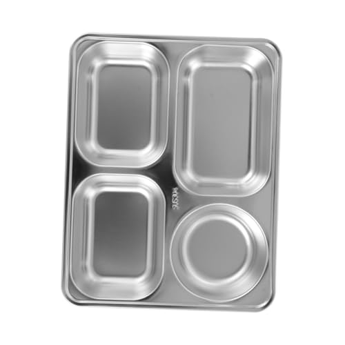 Cabilock Snack Plate Square Stainless Steel Fast Food Tray Dishwasher Safe No Edge Health