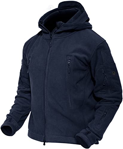 MAGCOMSEN Uomo Termico Montagna Cappuccio Giacca A Prova di Vento Ski Fleece Jacket Escursionismo Cappotti Blu S