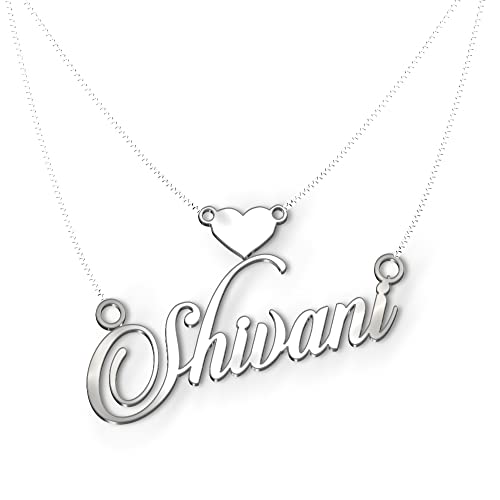 Image of Shivani Cursive Gold & Silver Name Pendant Necklace, Best Jewelry Gift for Girls.