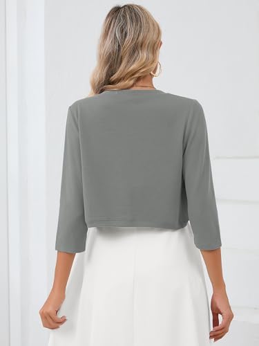 Image of Heymoments Women's 3 /4 Sleeve Casual Shrugs Lightweight Open Front Cropped Cardigan for Dresses