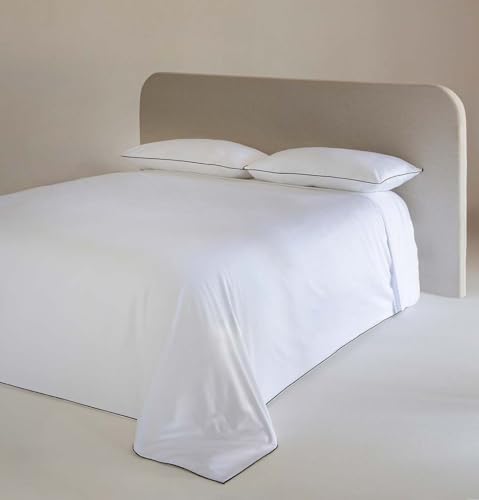 COTTON ARTean Funda edredón nórdico Cama 150 Satén algodón 300 Hilos Filo Blanco 4 Piezas