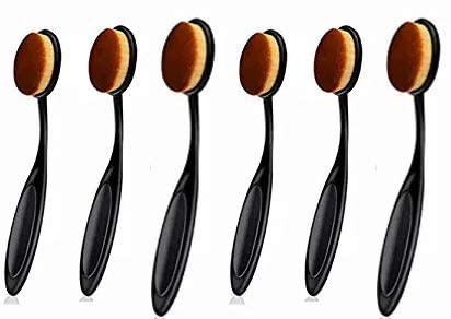 Black Ink Blending Oval foundation Makeup Brush for Broad Application | Toothbrush Foundation Contour Concealer Eyeliner Blending Cosmetic Brushes Tool- 6pcs-image-22