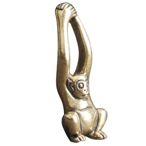Sculpture de gibbon vintage en laiton rustique pour décoration bureau résistant