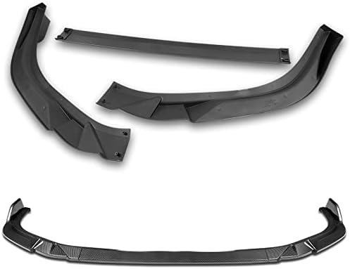 9pcs Combo Front Bumper Body Kit Lip + Side Skirt Extensions Diffuser Compatible with 2019-2023 Lexus ES300H ES350 2020 2021 2022 (Painted Carbon)