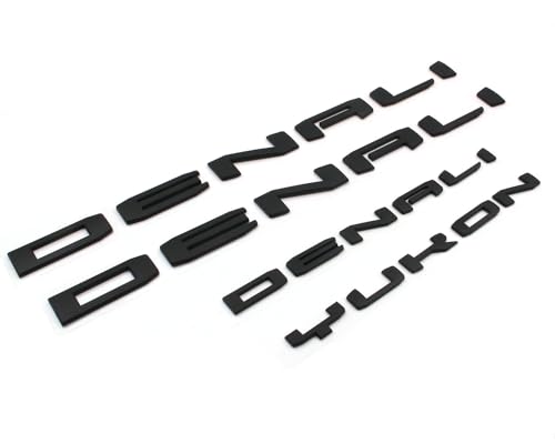 Image of 4pcs Matte Black Door Rear Denali Yukon Emblems Letters Compatible with 2021-2024 Yukon Yukon XL (Matte Black)