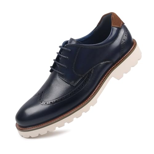 RITIZEN Men's Oxford Formal Shoes Classic Lace-up Dress Shoes Business Casual Oxford Genuine Leather Shoes