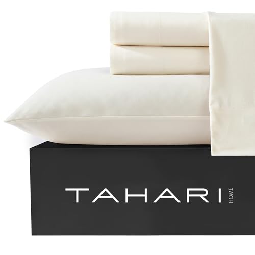 Tahari Home - Sheets, 6-Piece Sheet Set with Matching Pillowcases, Soft & Lightweight, Dorm Room Essentials, Comfy Home Decor (Solid Coconut Milk Ivory, King) -  SOL-STS-KING-AZ-COC1