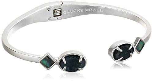 Lucky Brand Jewelry Abalone Geode Cuff Bracelet, Silver, One Size