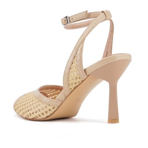 LACIKOSZ Nude Kitten Heels Strappy Heeled Raffia Sandals Women Beige Stiletto Mesh Sandals Sexy Casual Heels by LACIKOSZ - Used condition - Image 5
