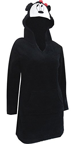 Richard Leeds Womens Disney's Minnie Mouse Hooded Sherpa Hooded Sweatshirt Lounger (Small) Black