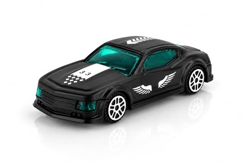 Image of Chanak Die-cast Car - Metal Pull Back Toy Car with Smooth Wheels - Racing Toy with Zinc Alloy Body - Pull Back Sports Cars with Smooth Edges - Vehicle Toys Cars - Gift for Kids 3+ Year (Black)