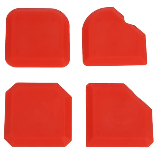 Image of 4 PCS Caulking Tool Kit, Silicone Tool, Caulk Smoothing Tool, for Kitchen Bathroom Floor Window Sealant Sealing Sink Joint, Red