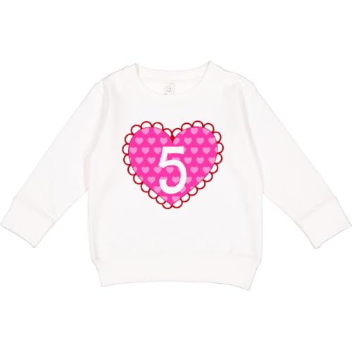 inktastic Fifth Birthday Valentine Heart Toddler Sweatshirt 7 White 2e476