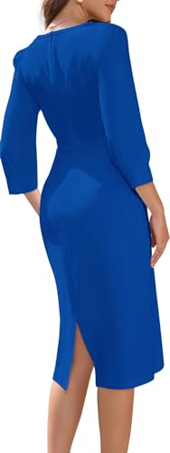 Image of Church Dress for Women Hem Peplum Skirt with Belted Midi Dresses Fit for Office and Cocktail Party