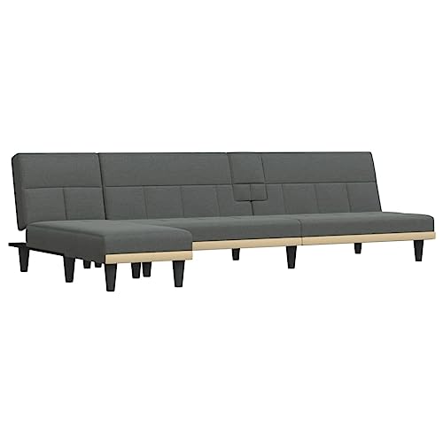 Generico Sofá cama en forma de L, color gris oscuro, 255 x 140 x 70 cm, de tela, kangqiling3157227