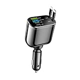 Ankuee Retractable Car Charger, 4 in 1 Super Fast Vehicle Phone Charger Adapter, Auto Cellphone Charging Accessories with Dual Type C Cables & 2 USB Ports, Universal for SUV, Sedan, Truck