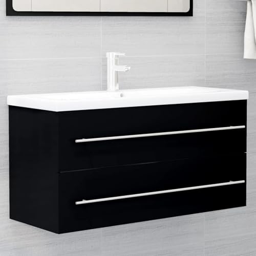 Xichuzi Armario para Lavabo, Armario Baño, Mueble Bajo Lavabo, Mueble Baño, Muebles para Lavabo, aglomerado Negro 100x38,5x48 cm