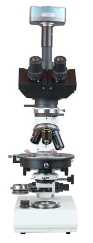 Image of Radical Trinocular Professional Polarizing Microscope w Centering Stage, Bertrand Lens, Conscopy, Full & Quater Wave Plates w 5MP USB PC