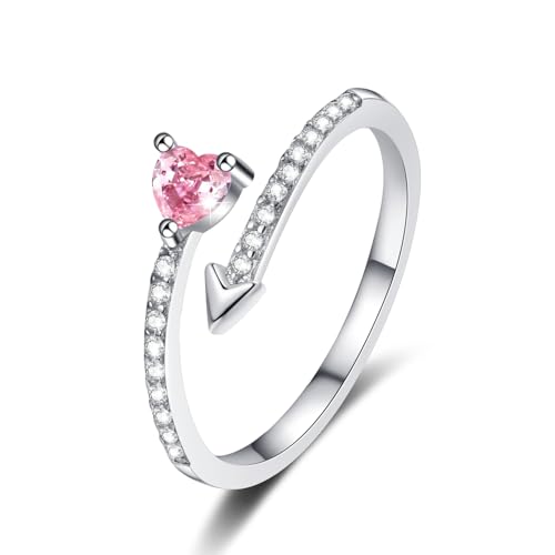 Luckilemon Dainty Heart Rings Adjustable Rings for Women Fashion Jewelry Gifts, Open Stacking Finger Ring，Friendship Promise Valentine Birthday Christmas Gifts for Her