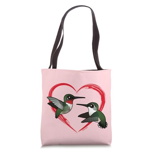 Ruby-throated Love Cute Cartoon Hummingbirds Birds in Flight Tote Bag