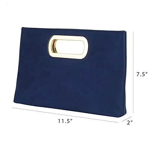 Image of Top Handle Faux Suede Clutch