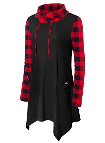 Image of Bulotus Womens Sweaters 2025 Winter Cowl Neck Long Asymmetrical Tunic Sweaters for Leggings Holiday Vacation Tops