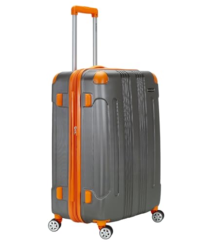 Image of Rockland London Hardside Expandable Spinner Wheel Luggage, Charcoal, Checked-Large 28-Inch