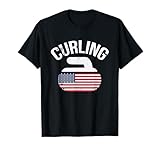USA Red White and Blue American Flag Curling Stone Shirt T-Shirt