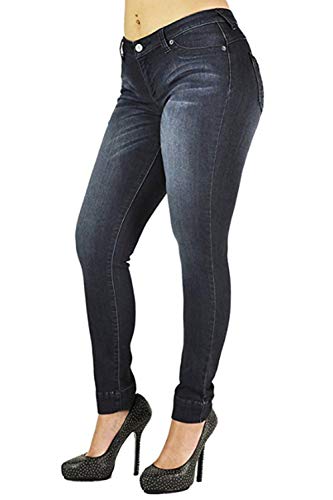 Poetic Justice Women's Curvy Fit Stretch Denim Mid Rise Skinny Jeans3