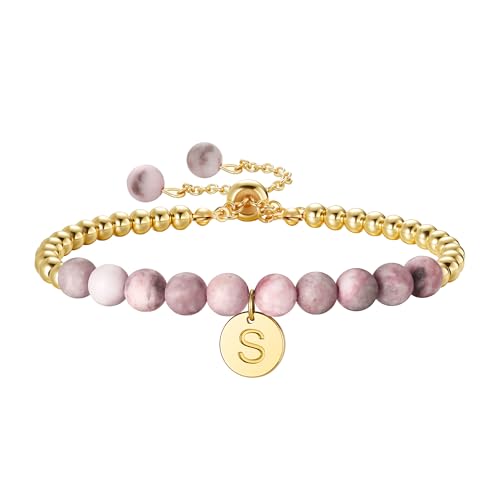 Ritach Beaded Bracelets for Women Girls,Initial S Gold Bracelets for Girls