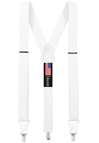 Image of HOLD'EM Suspender for Men Made in USA Y-Back Leather Crosspatch Clip on tuxedo suspenders