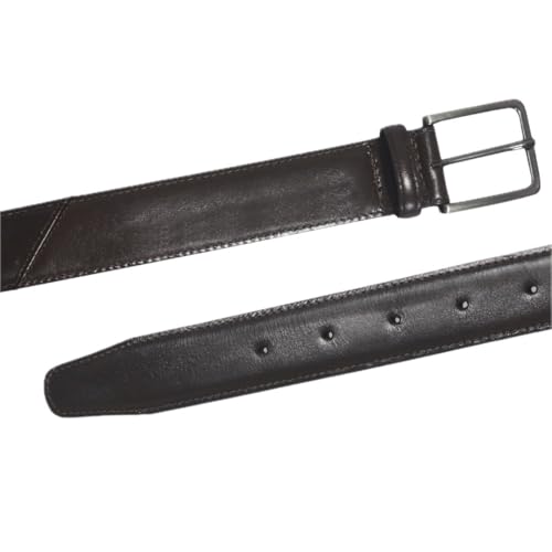 Kit 2 Cinto Masculino Social em Couro Legítimo com Detalhe 17330K2 (Preto e Café, G (Atende Calça 44