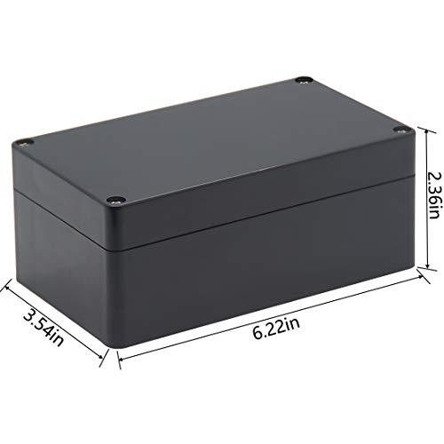 LuSumtly Project Box IP65 Waterproof Dustproof Junction Boxes ABS Plastic DIY Electronic Case, Indoor & Outdoor Electrical Box Power Cord Enclosure Black 6.22 x 3.54 x 2.36 inch (158x90x60mm)