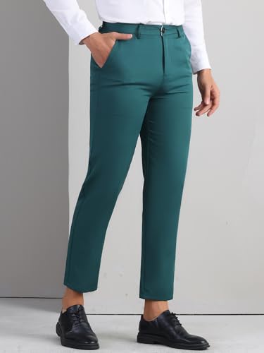 Business Dress Pant for Men's Zipper Closure Flat Front Formal Solid Color Straight Trousers2