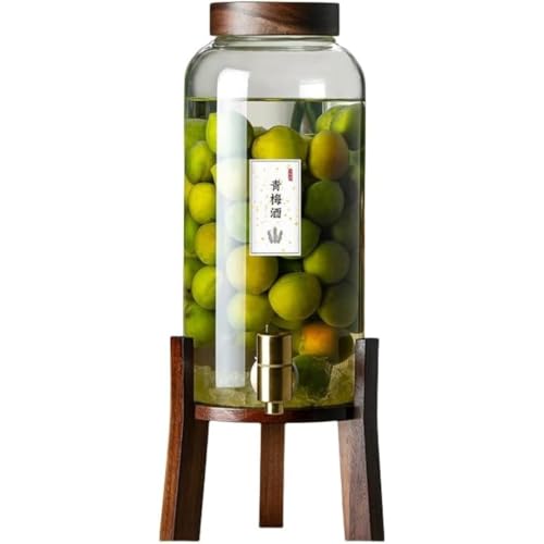 KDBT ガラス製ドリンクサーバー 蛇口付き 大容量クリアジャグ 果実酒/冷水保存用 レストラン・パーティー・ホテル対応 家庭/業務兼用 飲料貯蔵容器 ウォータージャグ ディスペンサー機能付き (6L,蛇口+台座付き)