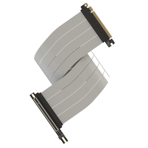 Image of LINKUP PCIE 5.0 Riser Cable | for Vertical GPU Mount | Right Angle | Graphics Card GPU Ready | Usable with PCIe 4.0 & RX 9070 / RTX5090 | 60cm (Total Length: 64cm)