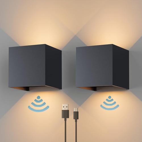 Aplique de pared interior LED con batería recargable luz nocturna sensor movimiento