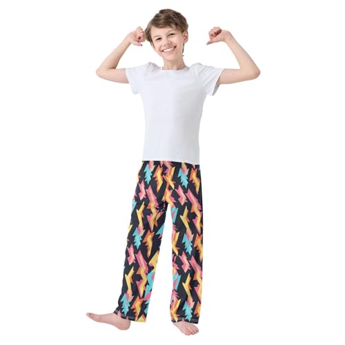 Boys' Pants Doodle Colorful Lightning Bolts Long Bottoms Jogger Pants Elastic Waist Trousers with Pockets S-XL2